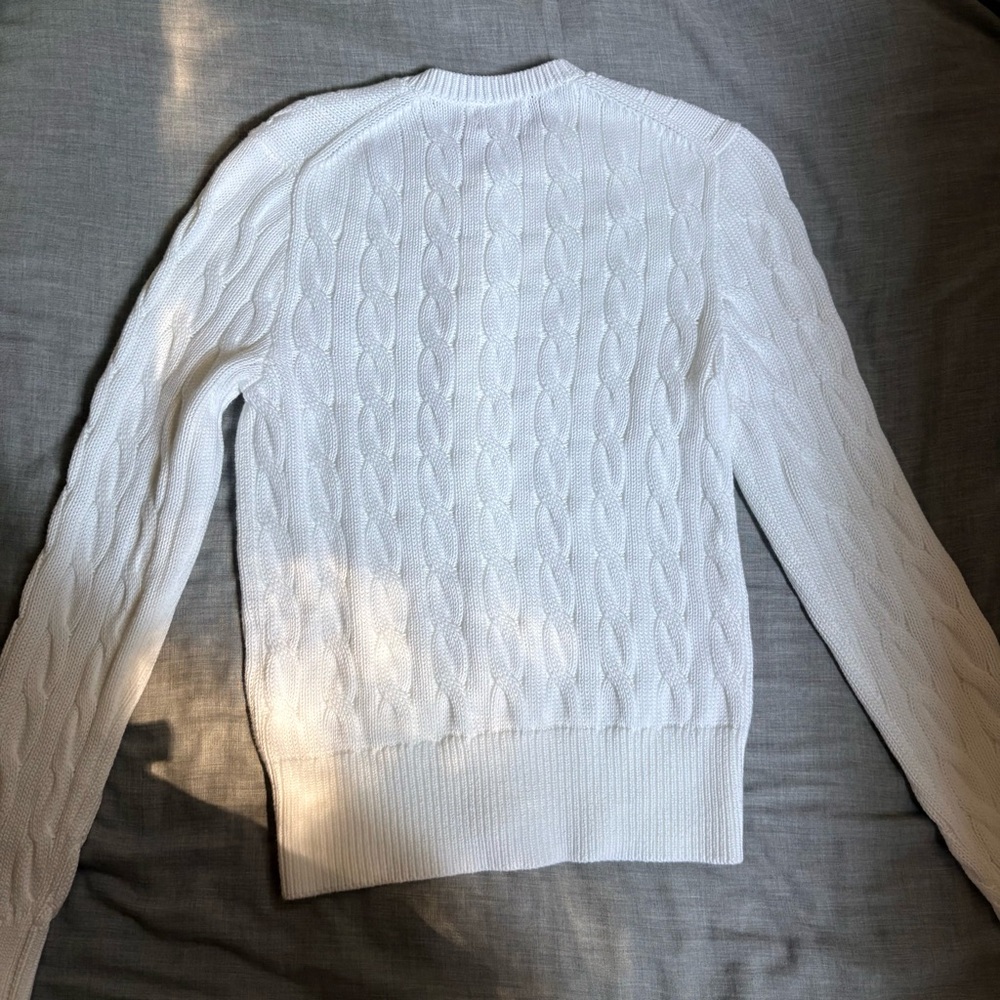 Ralph Lauren White Cable-Knit Button Cardigan - Picture 3 of 9